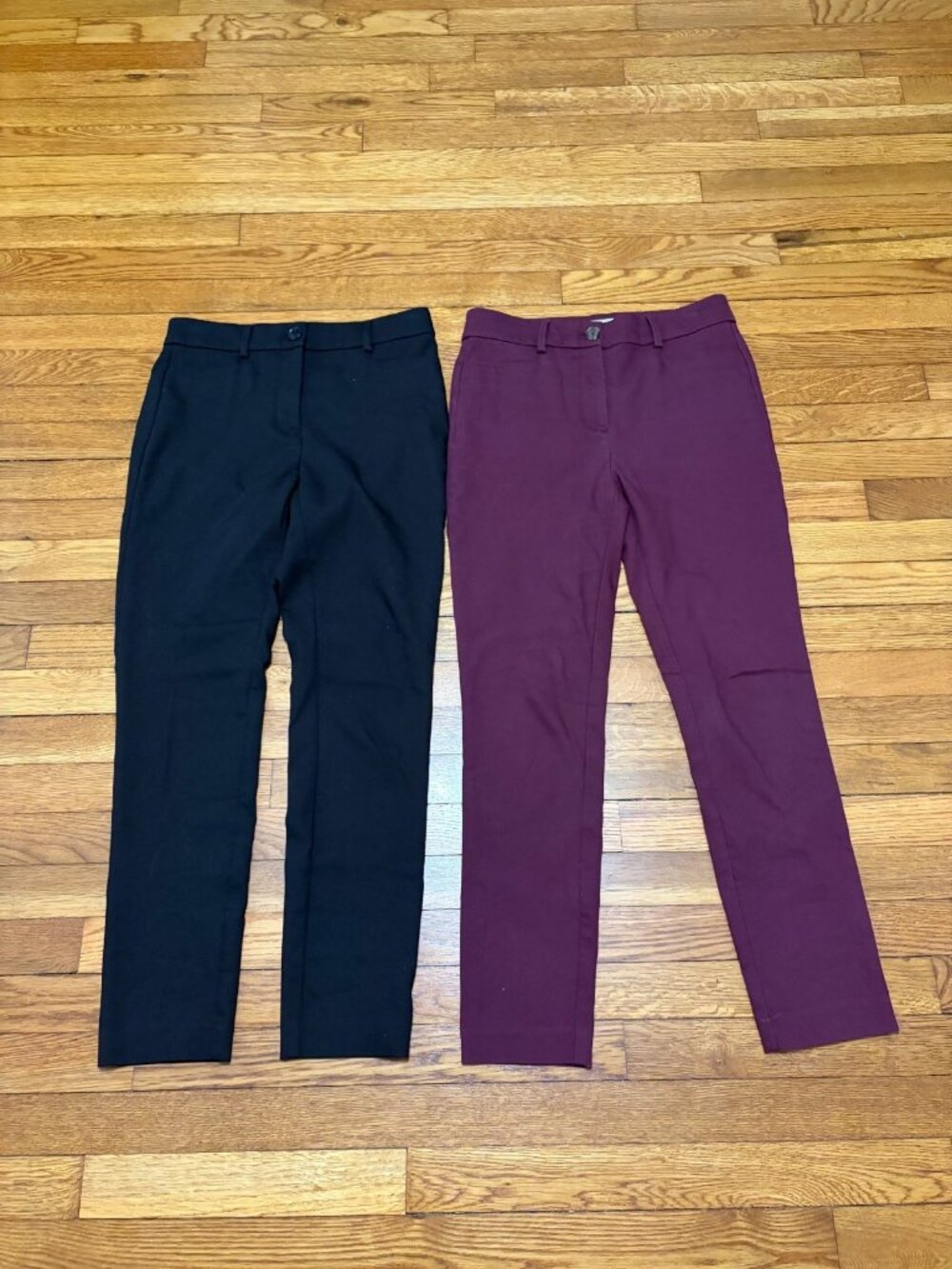 Ann Taylor LOFT Womens Sutton Skinny Pants Sz 0 *Lot of 2* Black Purple Stretch